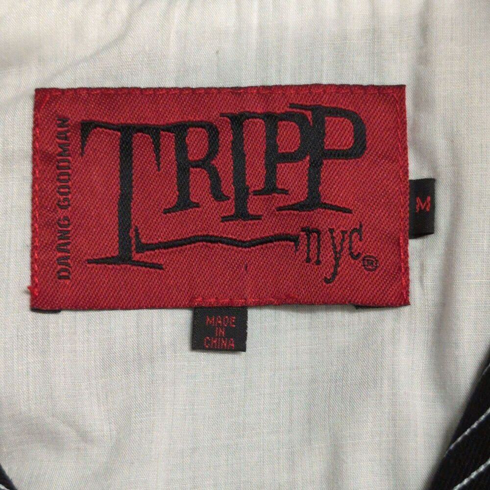Tripp NYC Black White Striped Asymmetrical Zip Biker Jacket Moto Size M - Picture 6 of 9